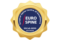 Ein gold blaues Siegel mit Text: Surgical Spine Centre of Excellence