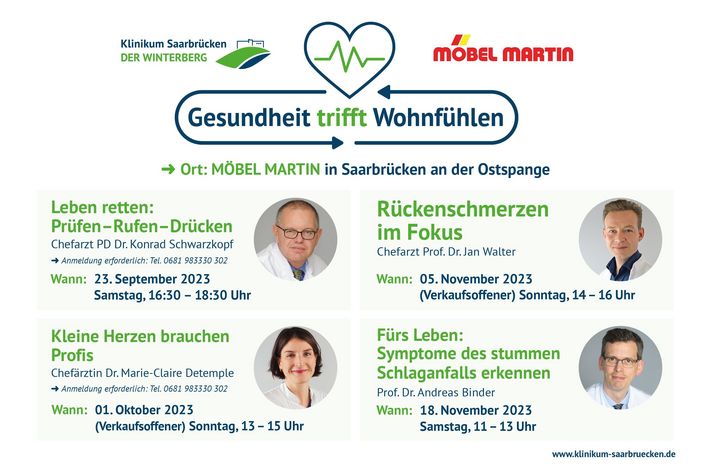 Übersicht: Veranstaltungsreihe "Gesundheit trifft Wohnfühlen" in Kooperation mit Möbel Martin 