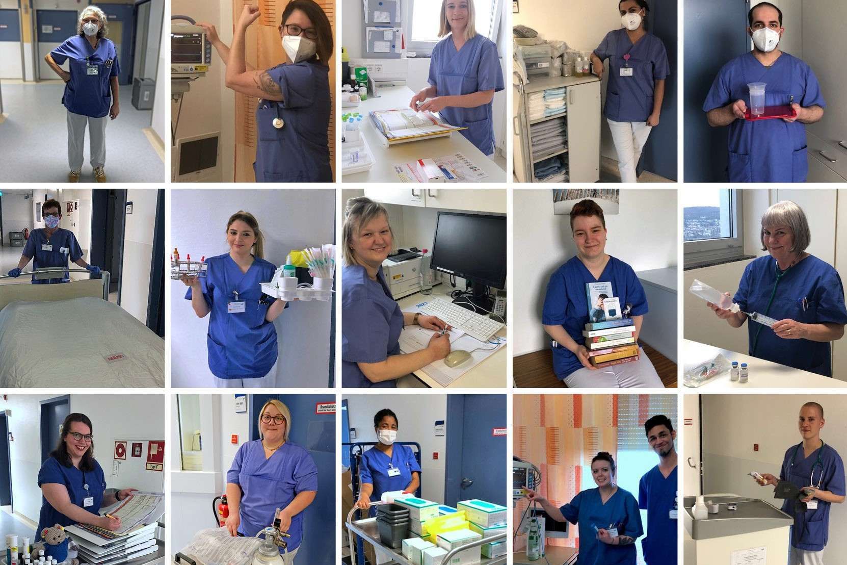 Collage aller Motive der Serie "Neuroteam": Vorstellung des Teams der Station 95 im Klinikum Saarbrücken, Neuroteam