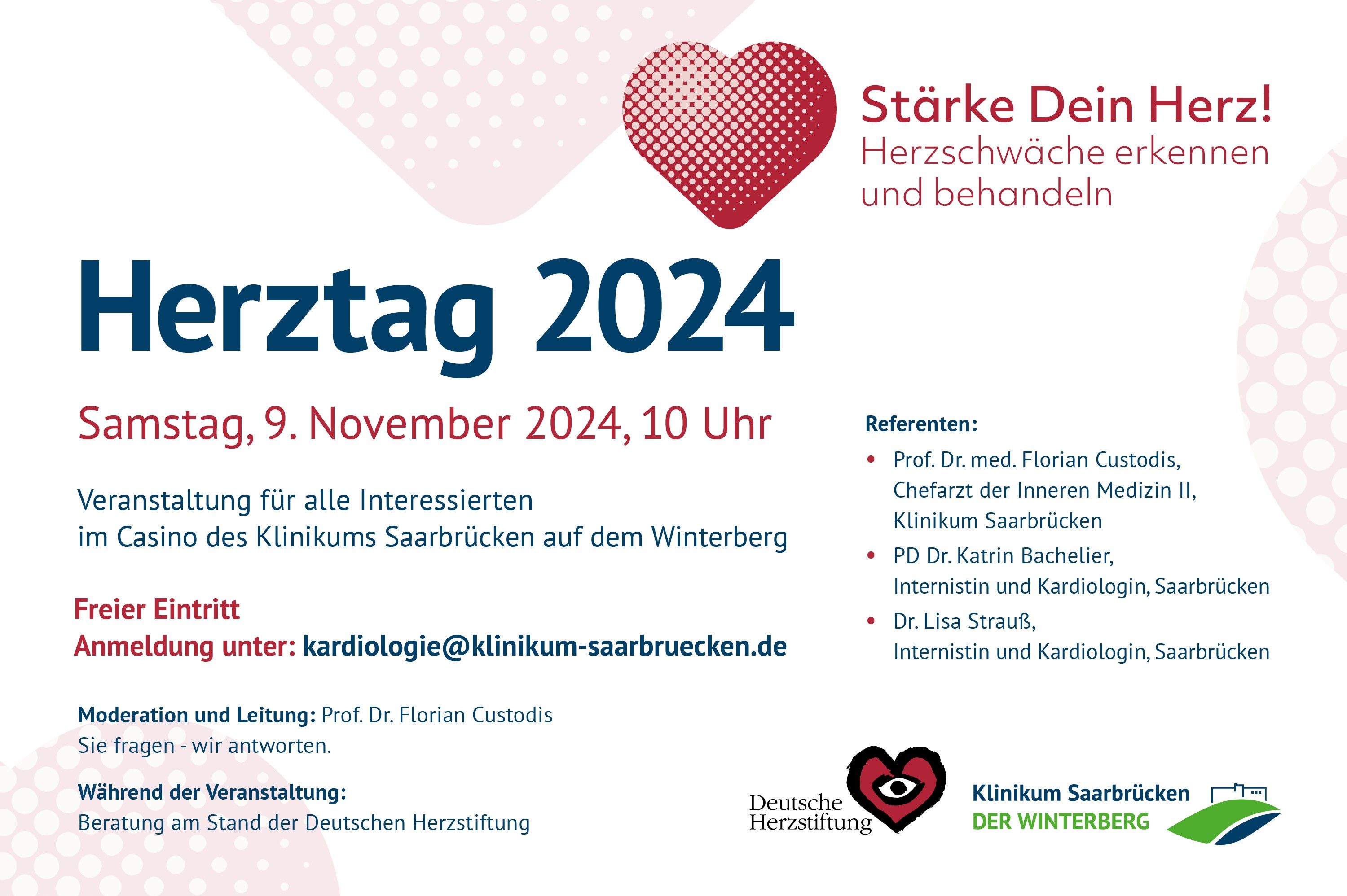 Eine Infografik: Am 9. November findet der Herztag im Casino des Klinikums Saarbrücken statt