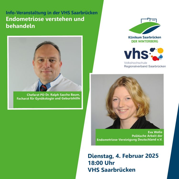 Grafik zur Veranstaltung: „Endometriose verstehen und behandeln“ am 4. Februar 2024 um 18 Uhr in der VHS Saarbrücken