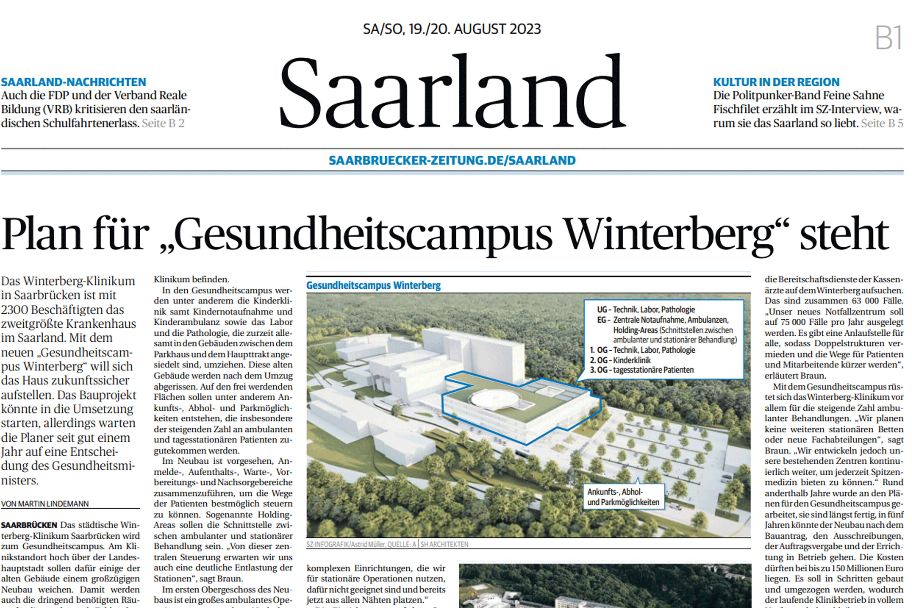 Ein Screenshot von einem Artikel aus der Saarbrücker Zeitung vom August 2023 