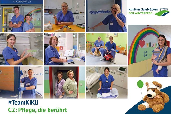 Collage aller Motive der Serie #TeamKiKli: C2 – Pflege, die berührt