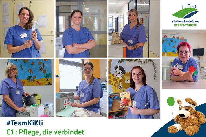 Collage mit allen Pflegefachkräften der Serie "C1: Pflege, die verbindet"