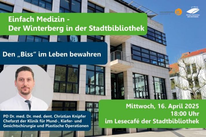 Veranstaltung in der Stadtbibliothek: Den „Biss“ im Leben bewahren: Wenn Alter und Medikamente den Kiefer schwächen am 16. April 2025 um 18 Uhr in der Stadtbibliothek Saarbrücken