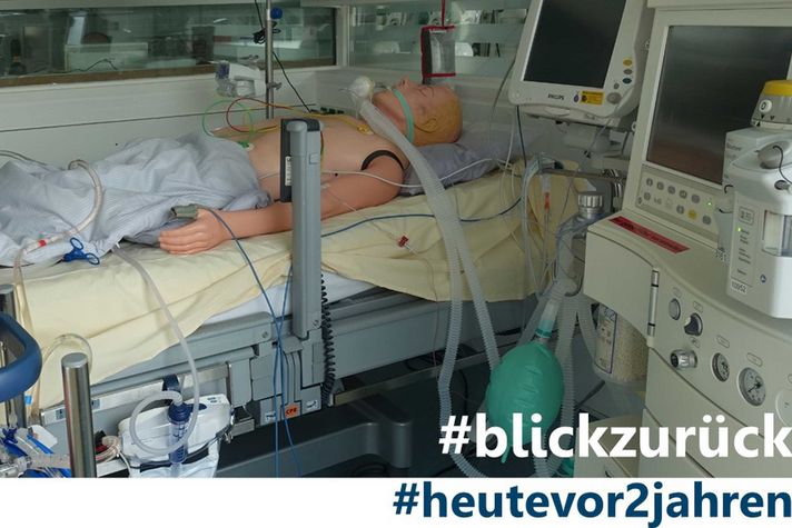 Das Foto zeigt eine Patienten-Puppe im Corona-Beatmungszentrum des Klinikums Saarbrücken.
