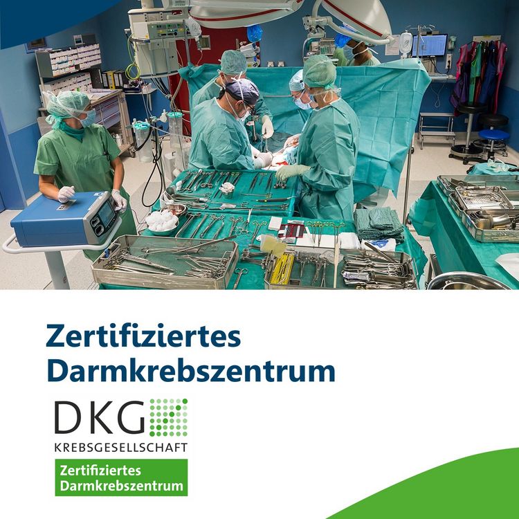 Symbolbild mit Logo: Zertifiziertes Darmkrebszentrum