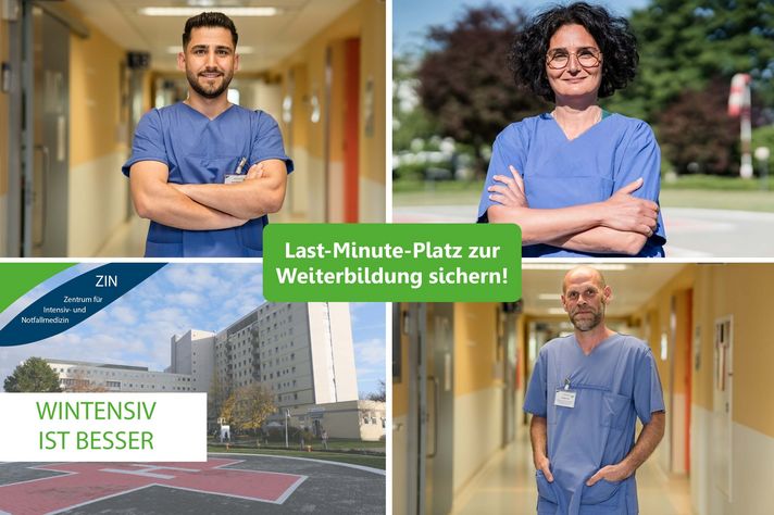 Collage mit Mitarbeitenden aus der Pflege auf den Intensivstationen im Klinikum Saarbrücken mit dem Slogan "Wintensiv ist besser"