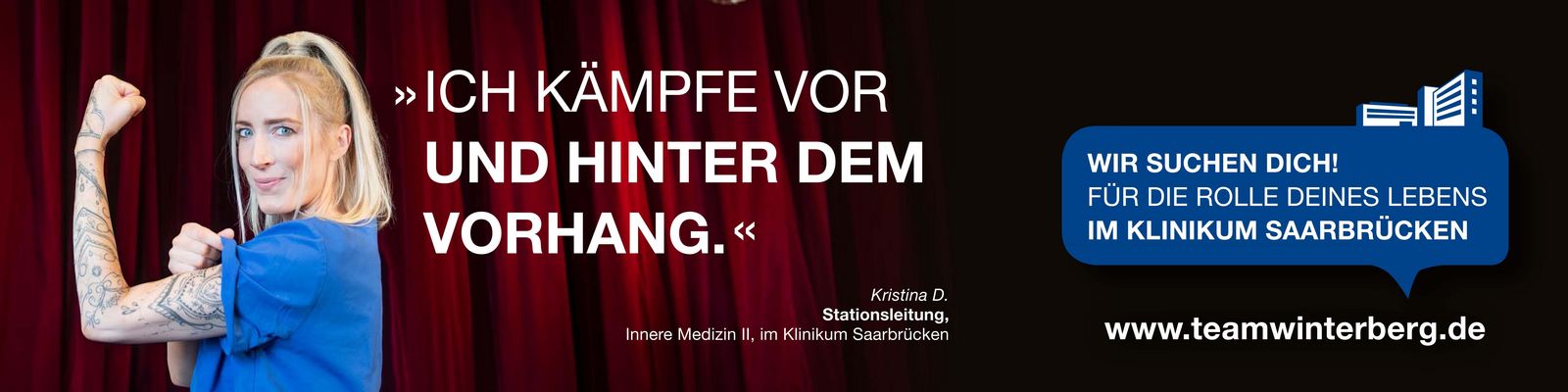 Pflegefachkraft des Klinikums Saarbrücken im Theater: Ich kämpfe vor und hinter dem Vorhang. Pflegekampagne_KristinaD.jpg