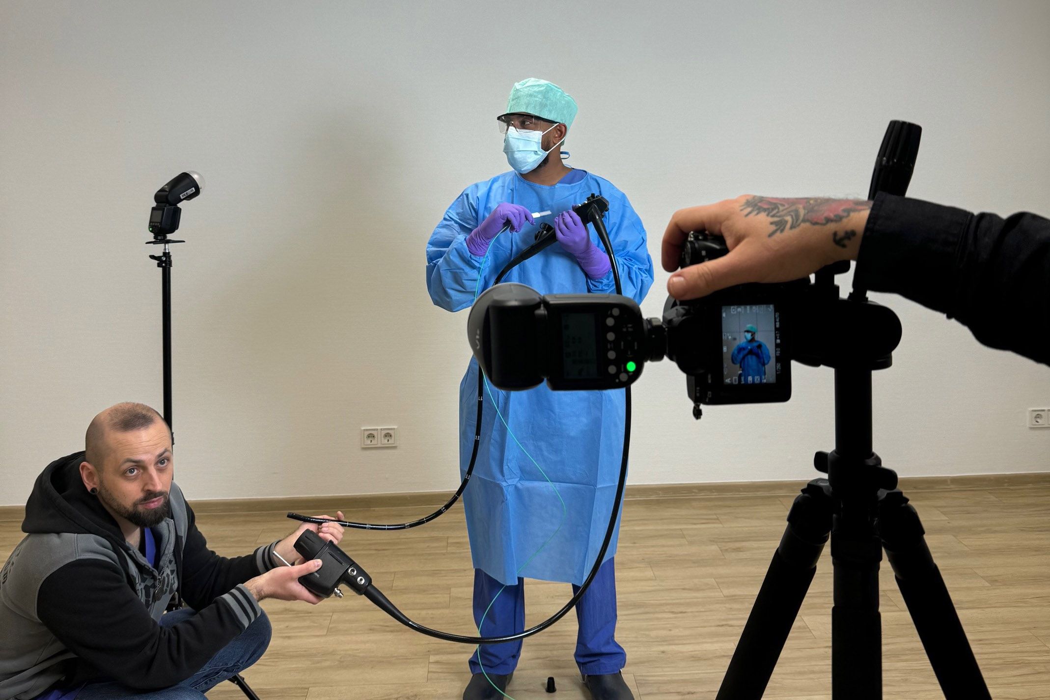 Mathusan Sivalingam beim Hygiene-Shooting „Hygiene ist Trumpf“.