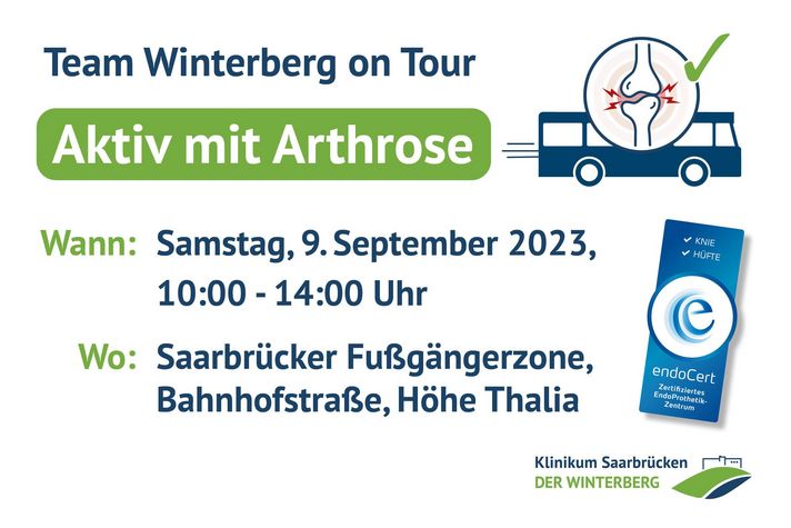 Unter dem Titel „Aktiv mit Arthrose“ gibt das multiprofessionelle Team des Endoprothetikzentrums auf dem Winterberg (Kompetenzzentrum für Implantation von Hüft-, Schulter- und Kniegelenken) wertvolle Ratschläge zum Umgang mit der Erkrankung.