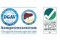 Logos: DGAV Kompetenzzentrum Chirurgische Erkrankungen der Leber und Treatfair Top-Abteilung Deutschland 2021