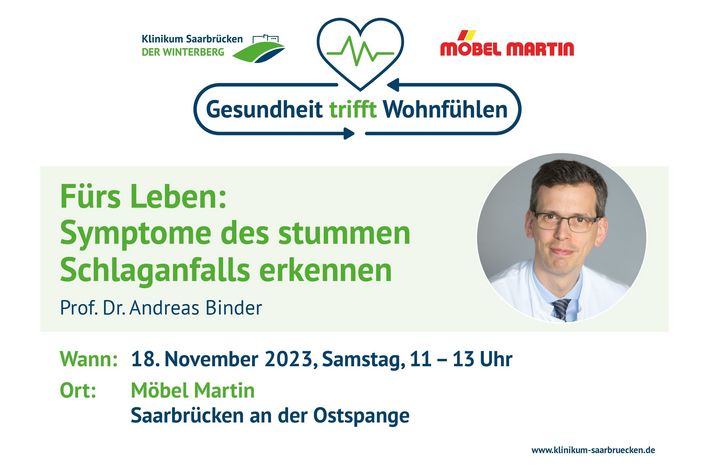 Patientenveranstaltung: "Symptome des stummen Schlaganfalls erkennen" am 18. November 2023 von 11 bis 13 Uhr im Einrichtungshaus MÖBEL MARTIN  