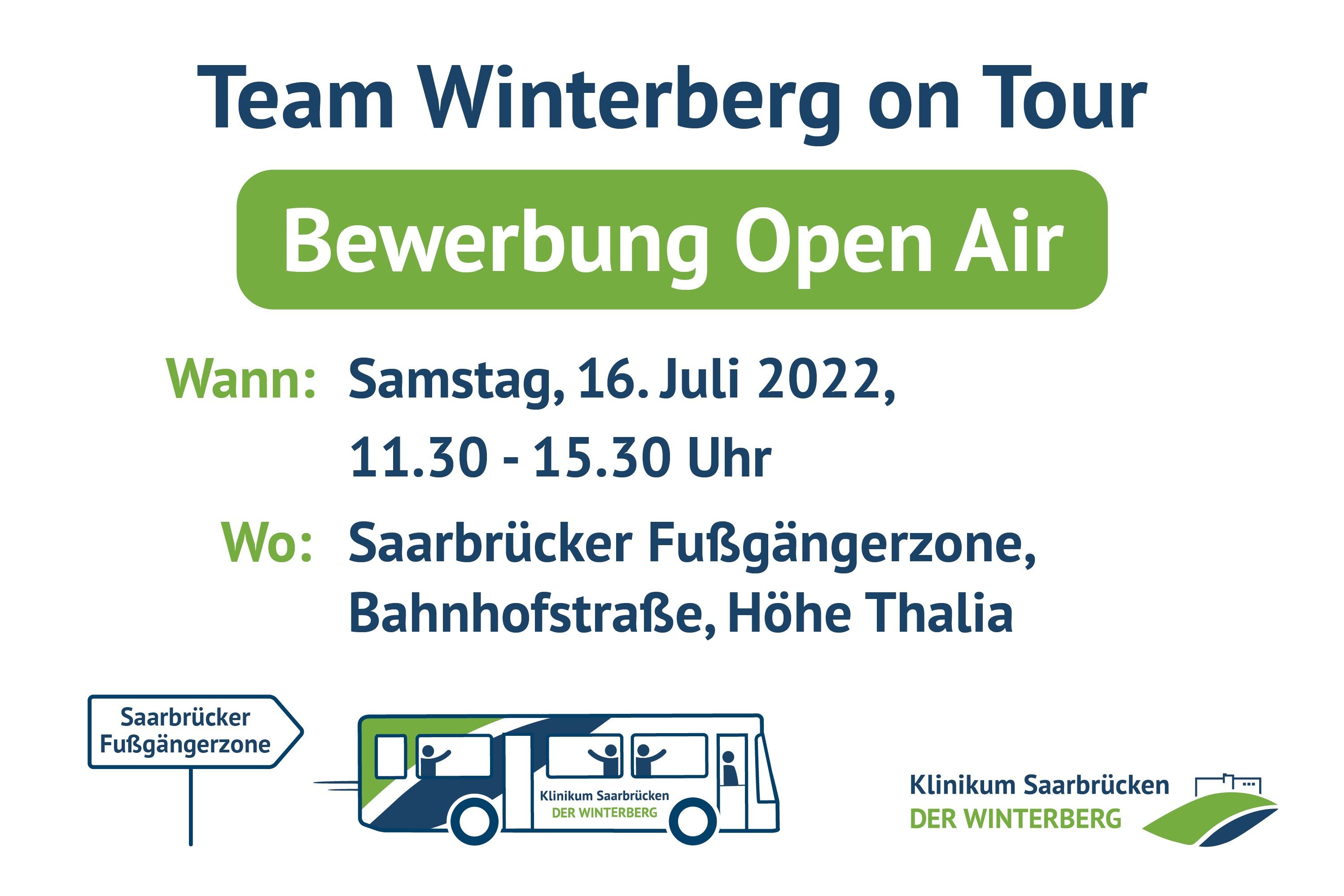 Grafik: 'Bewerbung open Air' in der Saarbrücker Innenstadt am Samstag, 16.7.2022,  in der Zeit zwischen 11:30-15:30 Uhr
