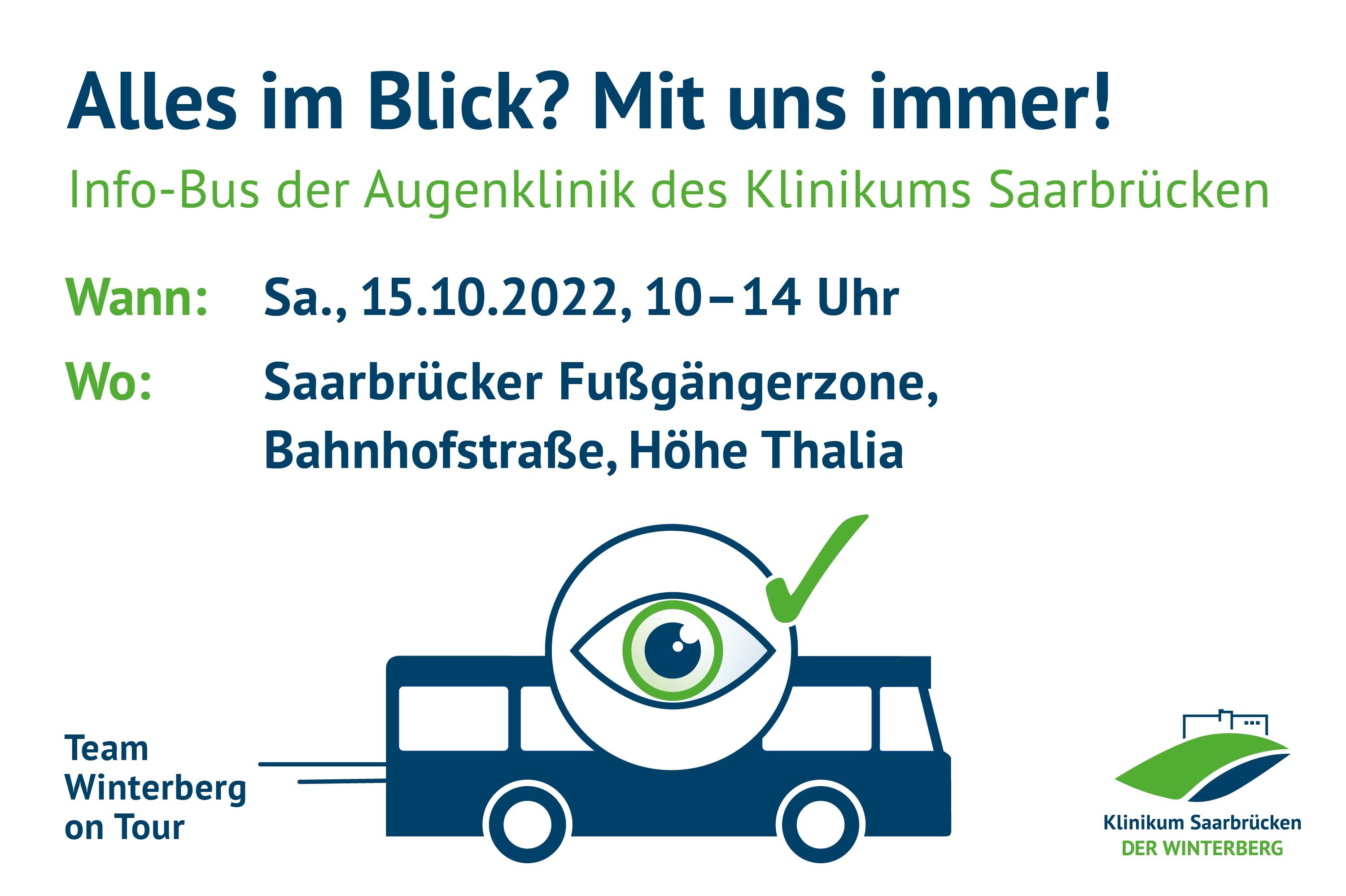 Alles im Blick - Veranstaltung des Klinikums Saarbrücken zur Woche des Sehens am 15. Oktober von 10-14 Uhr in der Saarbrücker Bahnhofstraße. 