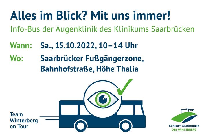 Alles im Blick - Veranstaltung des Klinikums Saarbrücken zur Woche des Sehens am 15. Oktober von 10-14 Uhr in der Saarbrücker Bahnhofstraße. 