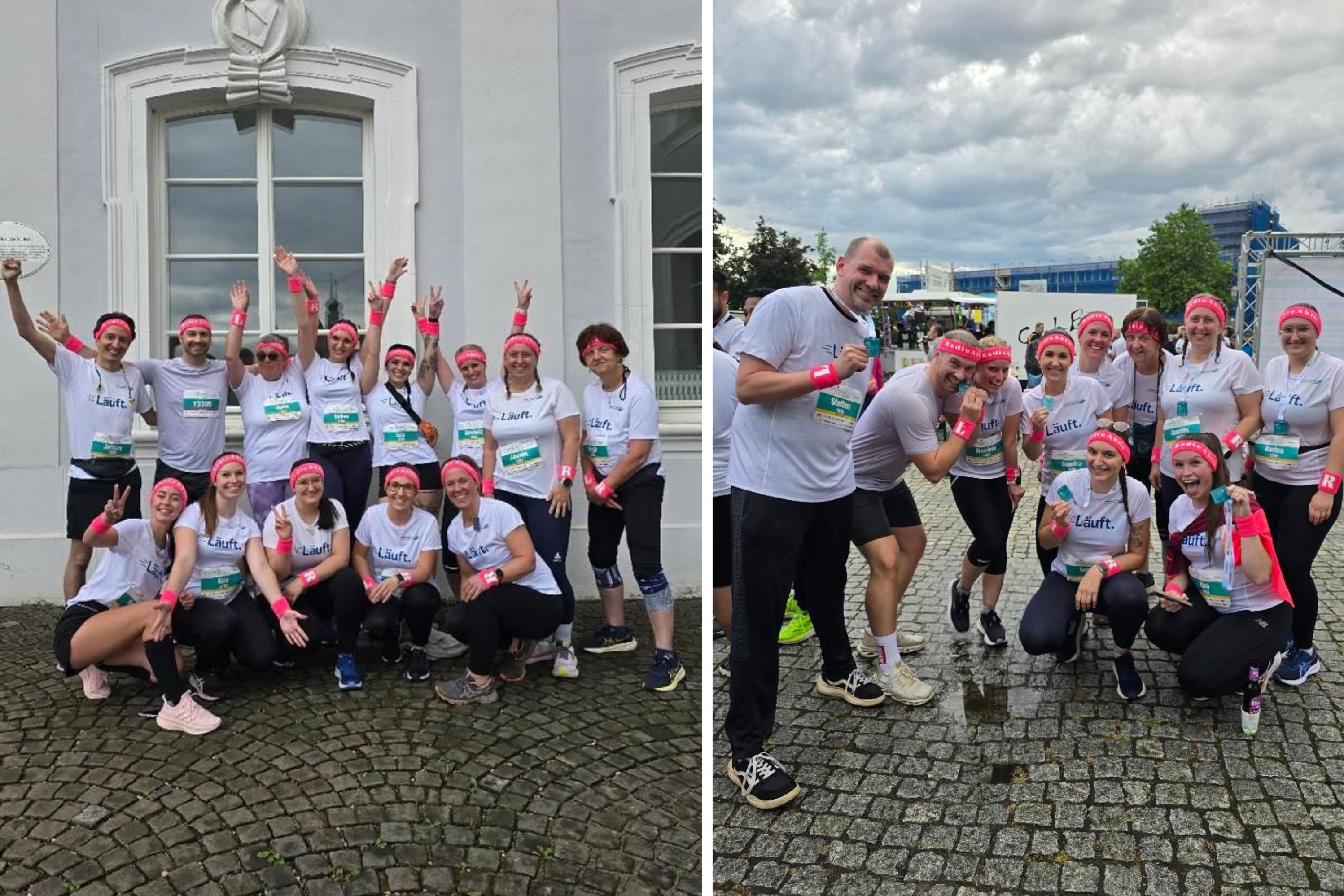 Das Team der Radiologie beim Firmenlauf Saarbrücken vor und nach dem Lauf.