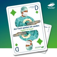  Grafik zur Hygienekampagne "Hygiene ist Trumpf", OTA Sarah Schneider: Am Tisch spielen wir sauber.  