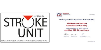 Logocollage Zertifikate Stroke Unit und ESO