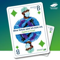Grafik zur Hygienekampagne "Hygiene ist Trumpf", OTA Mathusan Sivalingam: Ohne Schutz spiele ich nicht.  