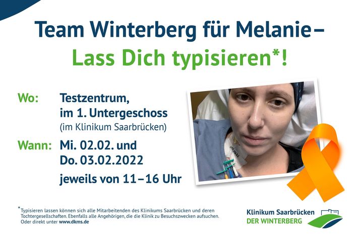 Team Winterberg für Melanie - Ankündigung der Vor-Ort-Typisierung im Klinikum Saarbrücken