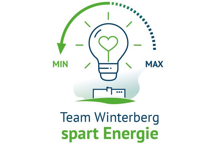Icon Glühbirne über dem Klinikum Saarbrücken, deren Leistung reduziert wird: Team Winterberg spart Energie