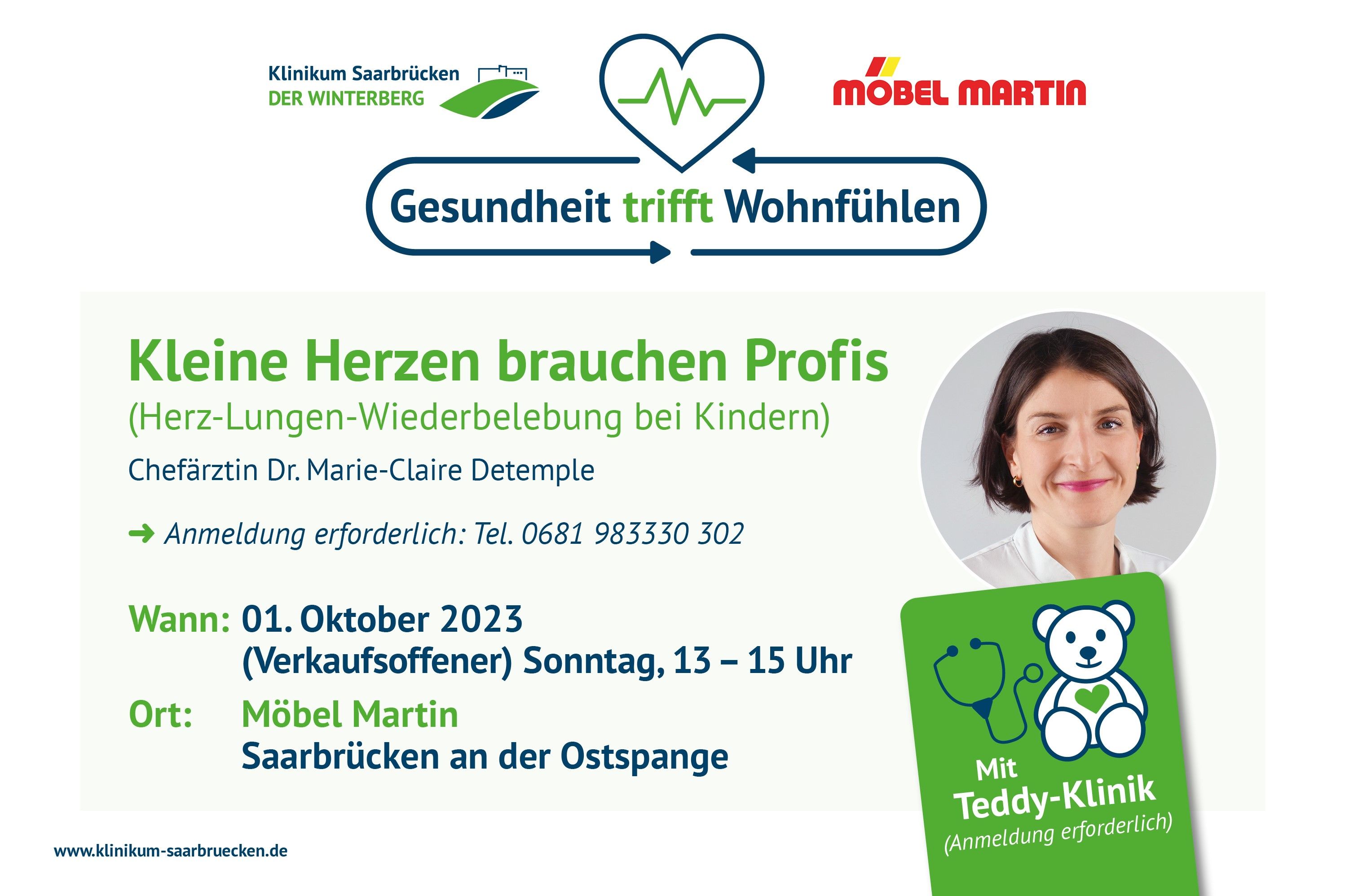 Grafik: Kleine Herzen brauchen Profis, Veranstaltung im Möbel Martin an der Ostspange