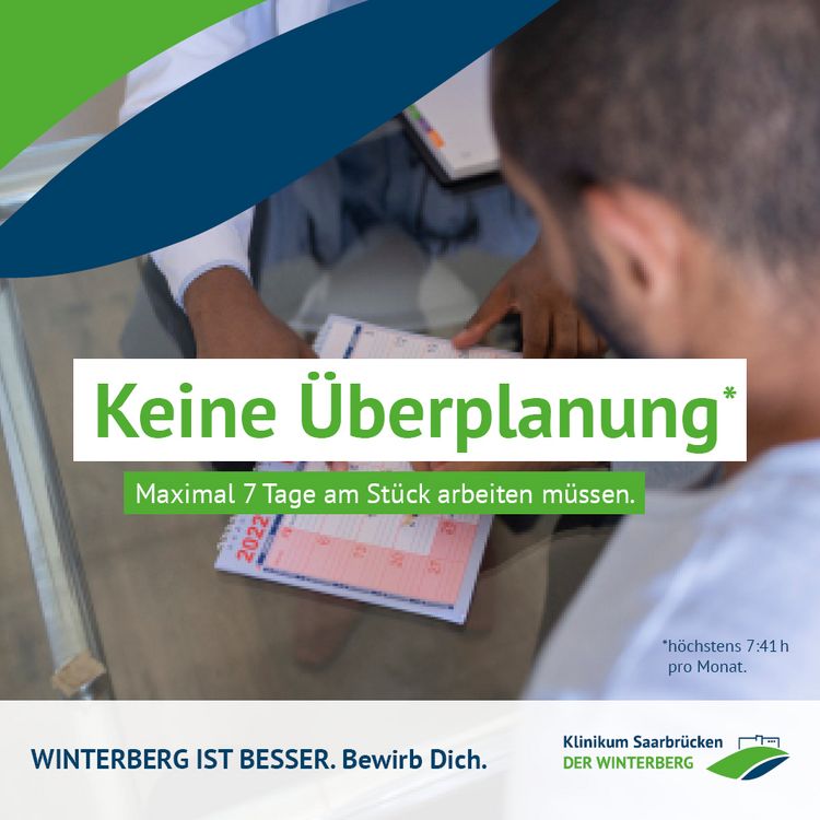 Text-Bild-Motiv: Winterberg ist besser: Keine Überplanung - maximal 7 Tage am Stück arbeiten müssen.