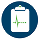 Icon: Stilisiertes EKG auf Notizbrett